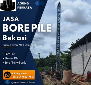Proses pengeboran bore pile mini crane di Bekasi untuk pondasi rumah di Bekasi
