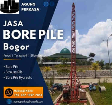 Proses pengeboran bore pile mini crane di Bogor untuk pondasi bangunan di Bogor