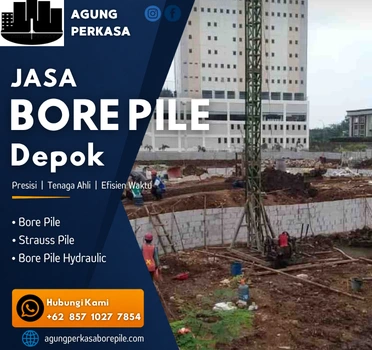 Proses pengeboran bore pile mini crane di Depok untuk pondasi bangunan di Depok